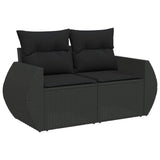 vidaXL 8-Piece Poly Rattan Lounge Set with Cushions Black