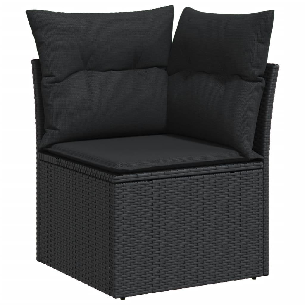 vidaXL 8-Piece Poly Rattan Lounge Set with Cushions Black