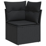vidaXL 8-Piece Poly Rattan Lounge Set with Cushions Black