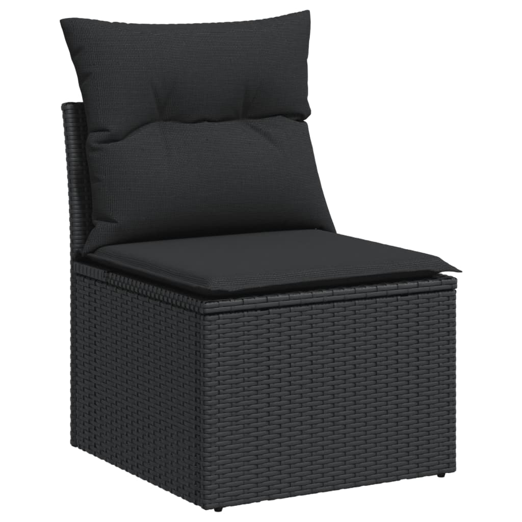 vidaXL 8-Piece Poly Rattan Lounge Set with Cushions Black