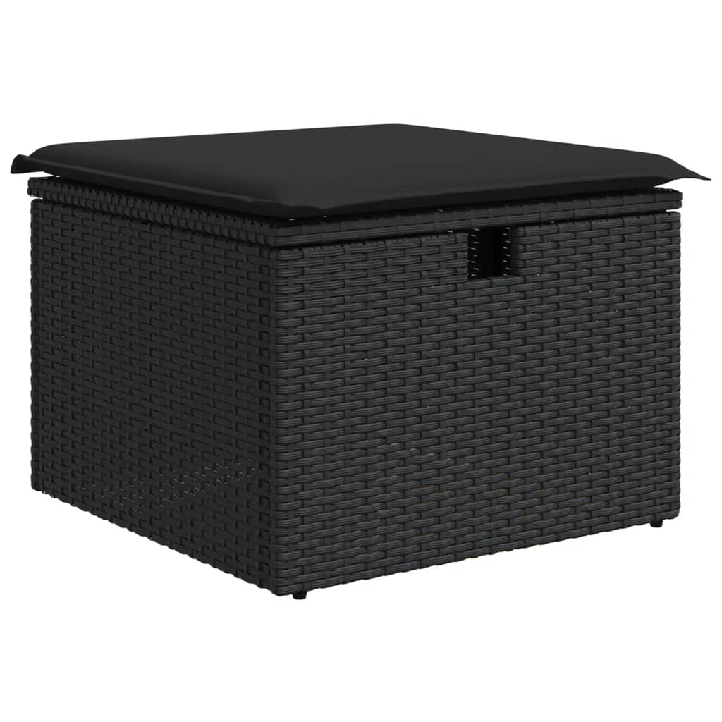 vidaXL 8-Piece Poly Rattan Lounge Set with Cushions Black