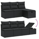 vidaXL 8-Piece Poly Rattan Lounge Set with Cushions Black