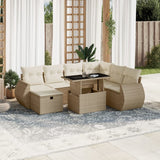 vidaXL 8-Piece Poly Rattan Lounge Set with Cushions Black