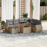 vidaXL 8-Piece Poly Rattan Lounge Set with Cushions Black