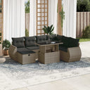 vidaXL 8-Piece Poly Rattan Lounge Set with Cushions Black