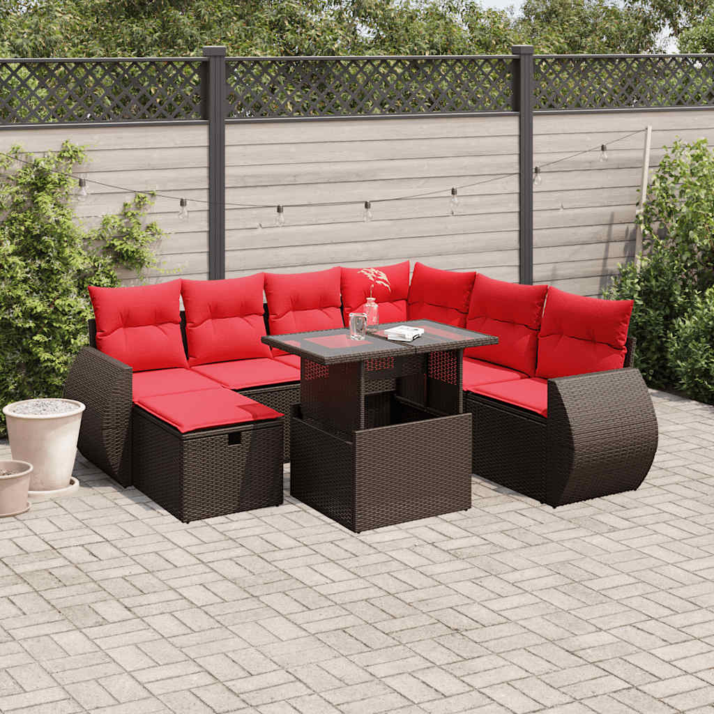 vidaXL 8-delige tuinbankset met kussens, grijs polyrotan