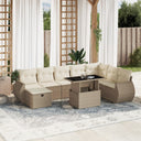 vidaXL 9-delige Loungeset met kussens poly rattan zwart