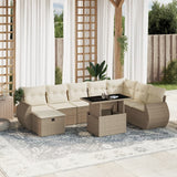 vidaXL 9-delige Loungeset met kussens poly rattan zwart