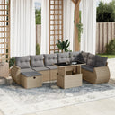 vidaXL 9-delige Loungeset met kussens poly rattan zwart