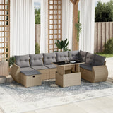 vidaXL 9-delige Loungeset met kussens poly rattan zwart