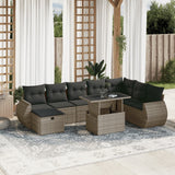 vidaXL 9-delige Loungeset met kussens poly rattan zwart