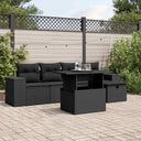 vidaXL 6-delige Loungeset met kussens poly rattan zwart