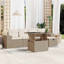 vidaXL 6-delige Loungeset met kussens poly rattan zwart