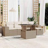 vidaXL 6-delige Loungeset met kussens poly rattan zwart