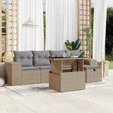 vidaXL 6-delige Loungeset met kussens poly rattan zwart