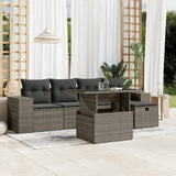 vidaXL 6-delige Loungeset met kussens poly rattan zwart