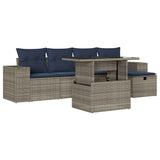 vidaXL 6-Piece Garden Sofa Set with Cushions Black Poly Rattan