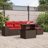 vidaXL 6-Piece Garden Sofa Set with Cushions Black Poly Rattan