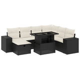vidaXL 8-Piece Poly Rattan Lounge Set with Cushions Black