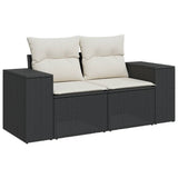 vidaXL 8-Piece Poly Rattan Lounge Set with Cushions Black