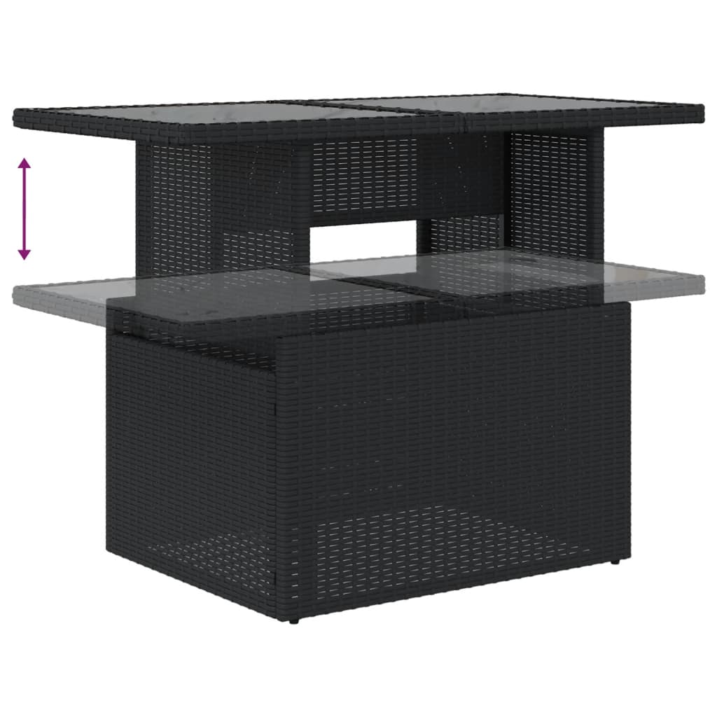 vidaXL 8-Piece Poly Rattan Lounge Set with Cushions Black