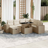 vidaXL 8-Piece Poly Rattan Lounge Set with Cushions Black