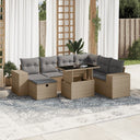 vidaXL 8-Piece Poly Rattan Lounge Set with Cushions Black