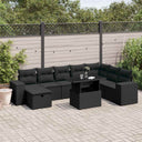 vidaXL 9-piece Poly Rattan Lounge Set with Cushions Black