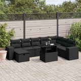 vidaXL 9-piece Poly Rattan Lounge Set with Cushions Black