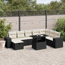 vidaXL 9-piece Poly Rattan Lounge Set with Cushions Black