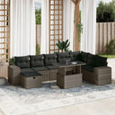 vidaXL 9-piece Poly Rattan Lounge Set with Cushions Black