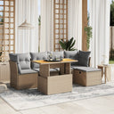 vidaXL 6-delige Loungeset met kussens poly rattan zwart