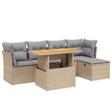 vidaXL 6-delige Loungeset met kussens poly rattan zwart