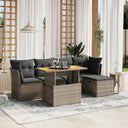 vidaXL 6-delige Loungeset met kussens poly rattan zwart