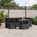 vidaXL 7-delige Loungeset met kussens poly rattan zwart
