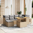 vidaXL 7-delige Loungeset met kussens poly rattan zwart
