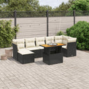 vidaXL 8-piece Lounge Set with Cushions Poly Rattan Black