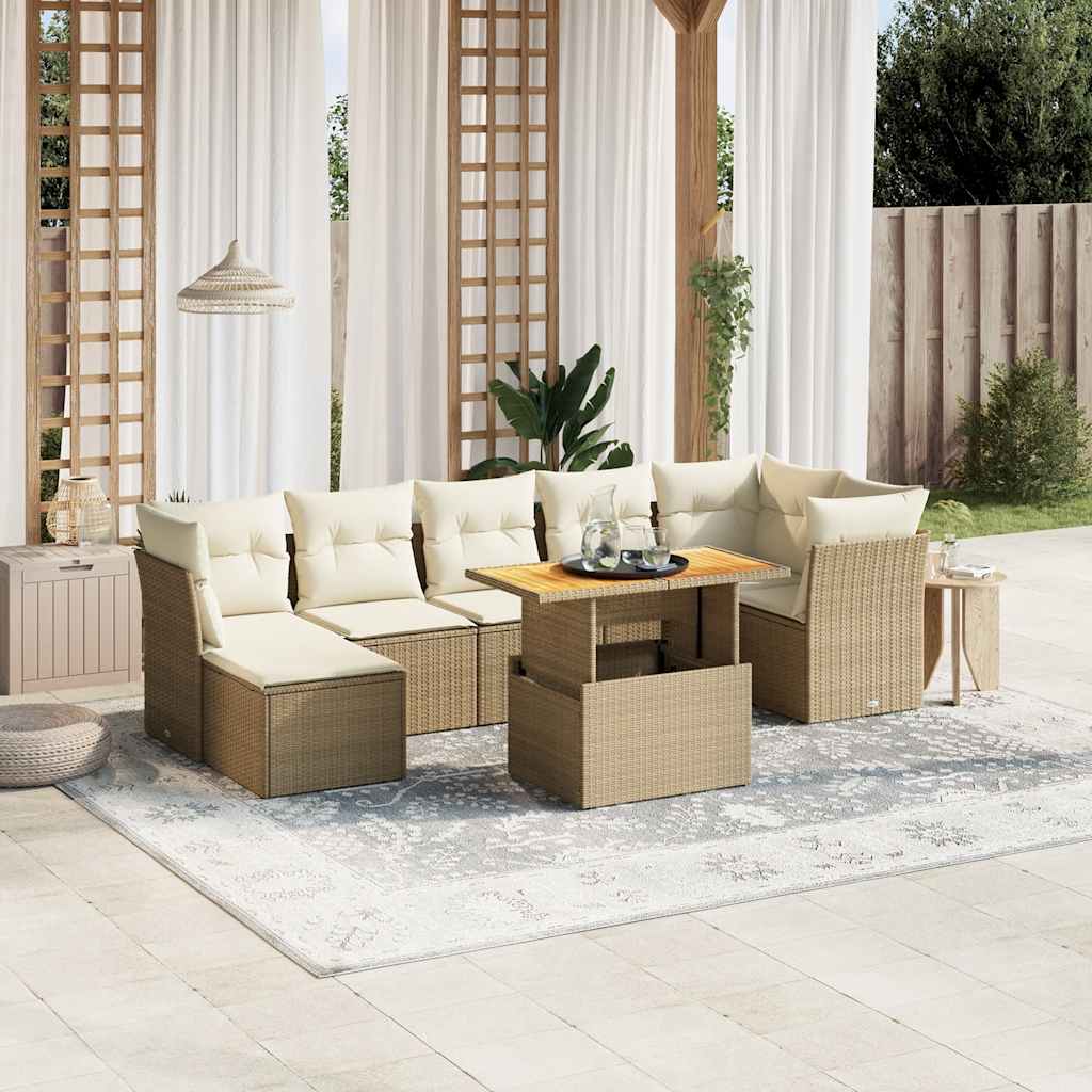 vidaXL 8-piece Lounge Set with Cushions Poly Rattan Black