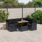 vidaXL 8-piece Lounge Set with Cushions Poly Rattan Black