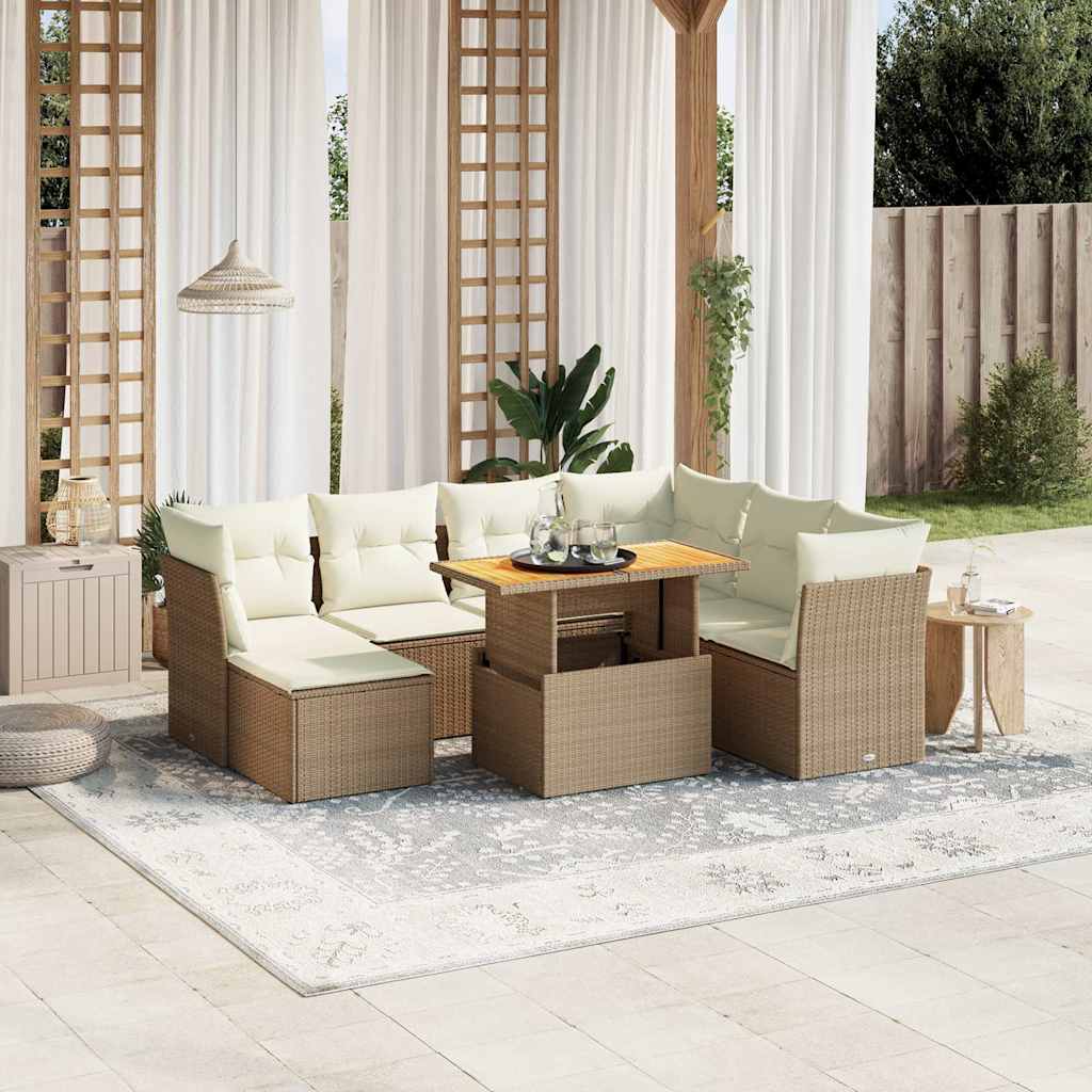 vidaXL 8-piece Lounge Set with Cushions Poly Rattan Black
