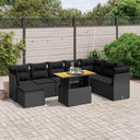 vidaXL 9-delige Loungeset met kussens poly rattan zwart