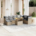 vidaXL 9-delige Loungeset met kussens poly rattan zwart