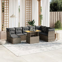 vidaXL 9-delige Loungeset met kussens poly rattan zwart