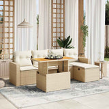 vidaXL 6-delige Loungeset met kussens poly rattan zwart
