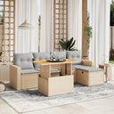 vidaXL 6-delige Loungeset met kussens poly rattan zwart