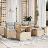 vidaXL 6-delige Loungeset met kussens poly rattan zwart