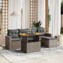 vidaXL 6-delige Loungeset met kussens poly rattan zwart