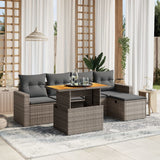 vidaXL 6-delige Loungeset met kussens poly rattan zwart