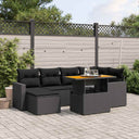 vidaXL 7-Piece Lounge Set with Cushions Poly Rattan Black