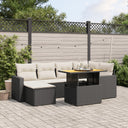 vidaXL 7-Piece Lounge Set with Cushions Poly Rattan Black